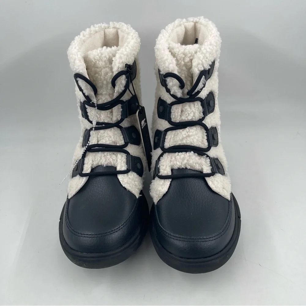 Sorel Womens Explorer II Joan Cozy-Size 6.5-Black & White Sherpa Boot-Ships Free